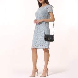 Pre Owned Valentino Black Leather Rockstud Flap Camera Shoulder Bag