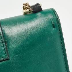 Valentino Green Leather Mini Glam Lock Shoulder Bag