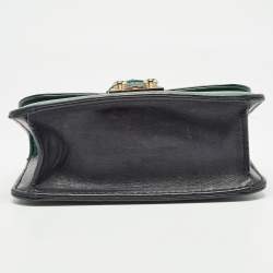 Valentino Green Leather Mini Glam Lock Shoulder Bag