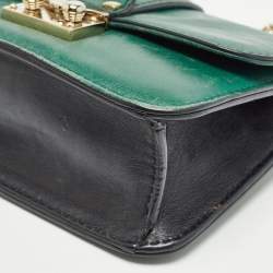 Valentino Green Leather Mini Glam Lock Shoulder Bag