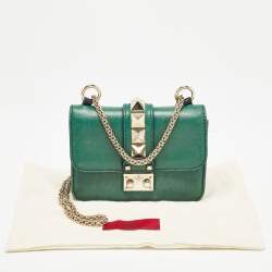 Valentino Green Leather Mini Glam Lock Shoulder Bag