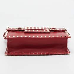 Pre Owned Valentino Red Leather Rockstud Flap Shoulder Bag