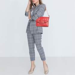 Pre Owned Valentino Red Leather Rockstud Flap Shoulder Bag