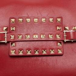 Pre Owned Valentino Red Leather Rockstud Flap Shoulder Bag
