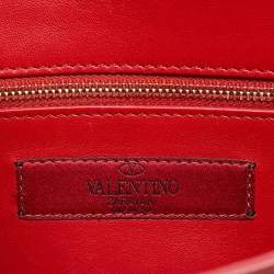 Pre Owned Valentino Red Leather Rockstud Flap Shoulder Bag