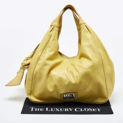 Pre Owned Valentino Yellow Leather Bow Hobo