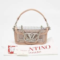 Valentino Beige PVC and Leather Small Crystals Loco Shoulder Bag