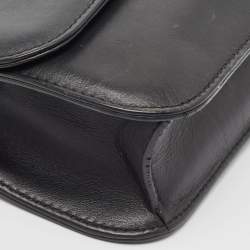 Pre Owned Valentino Black Leather Medium Rockstud Glam Lock Flap Bag