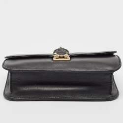 Pre Owned Valentino Black Leather Medium Rockstud Glam Lock Flap Bag