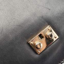 Pre Owned Valentino Black Leather Medium Rockstud Glam Lock Flap Bag