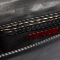 Pre Owned Valentino Black Leather Medium Rockstud Glam Lock Flap Bag