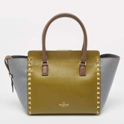 Pre Owned Valentino Multicolor Leather Medium Rockstud Trapeze Tote