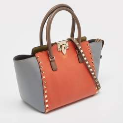Pre Owned Valentino Multicolor Leather Medium Rockstud Trapeze Tote
