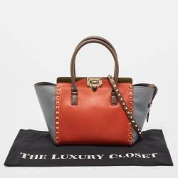 Pre Owned Valentino Multicolor Leather Medium Rockstud Trapeze Tote