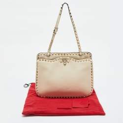 Pre Owned Valentino Off White Leather Rockstud Hobo
