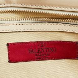 Pre Owned Valentino Off White Leather Rockstud Hobo
