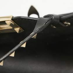 Pre Owned Valentino Black Leather Small Rockstud Trapeze Tote