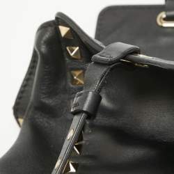Pre Owned Valentino Black Leather Small Rockstud Trapeze Tote