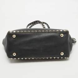Pre Owned Valentino Black Leather Small Rockstud Trapeze Tote