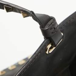 Pre Owned Valentino Black Leather Small Rockstud Trapeze Tote