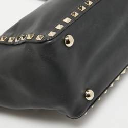 Pre Owned Valentino Black Leather Small Rockstud Trapeze Tote