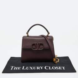 Pre Owned Valentino Burgundy Leather Small VSLING Top Handle Bag