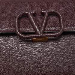 Pre Owned Valentino Burgundy Leather Small VSLING Top Handle Bag