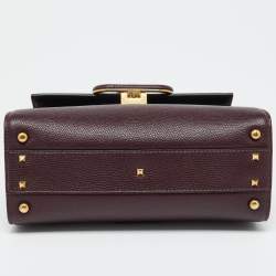 Pre Owned Valentino Burgundy Leather Small VSLING Top Handle Bag