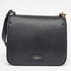 Valentino Black Leather Small VSling Shoulder Bag