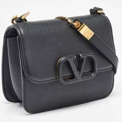 Valentino Black Leather Small VSling Shoulder Bag