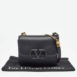 Valentino Black Leather Small VSling Shoulder Bag