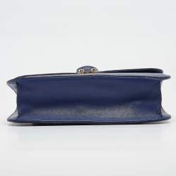 مملوكة مسبقًا Valentino Blue Leather Medium Rockstud Glam Lock Flap Bag