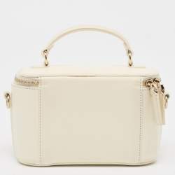 Pre Owned Valentino Off White Leather Locò Vanity Case Top Handle Bag