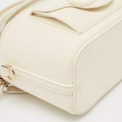 Pre Owned Valentino Off White Leather Locò Vanity Case Top Handle Bag