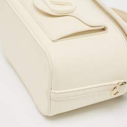 Pre Owned Valentino Off White Leather Locò Vanity Case Top Handle Bag