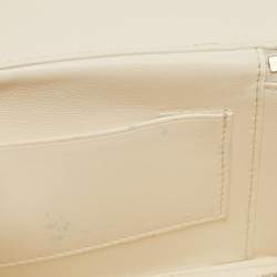 Pre Owned Valentino Off White Leather Locò Vanity Case Top Handle Bag