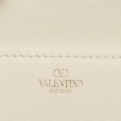 Pre Owned Valentino Off White Leather Locò Vanity Case Top Handle Bag