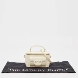 Pre Owned Valentino Off White Leather Locò Vanity Case Top Handle Bag