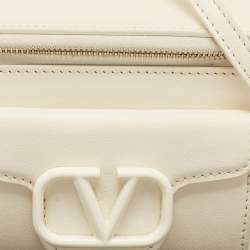 Pre Owned Valentino Off White Leather Locò Vanity Case Top Handle Bag