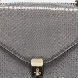 Valentino Grey Python Panther Flap Shoulder Bag