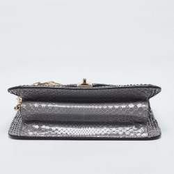 Valentino Grey Python Panther Flap Shoulder Bag