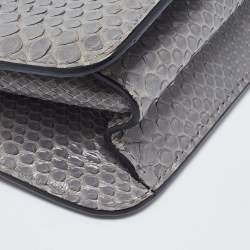 Valentino Grey Python Panther Flap Shoulder Bag