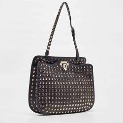 Valentino Black Leather Rockstud Shoulder Bag