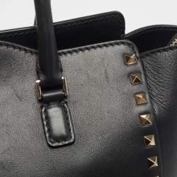 Valentino Black Leather Medium Rockstud Tote