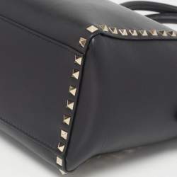 Valentino Black Leather Medium Rockstud Tote