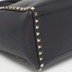 Valentino Black Leather Medium Rockstud Tote