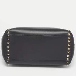 Valentino Black Leather Medium Rockstud Tote