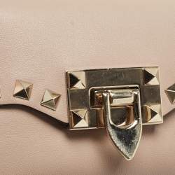 Pre Owned Valentino Beige Leather Mini Rockstud Shoulder Bag