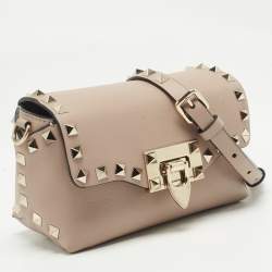 Pre Owned Valentino Beige Leather Mini Rockstud Shoulder Bag