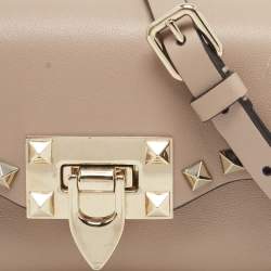 Pre Owned Valentino Beige Leather Mini Rockstud Shoulder Bag